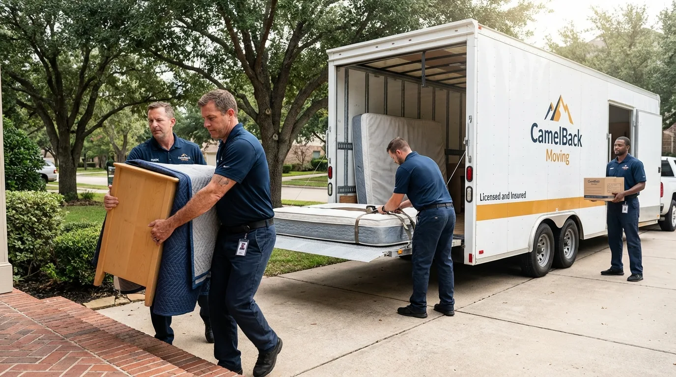 Crew loading residential truck for cross-state move from Belton, SC
