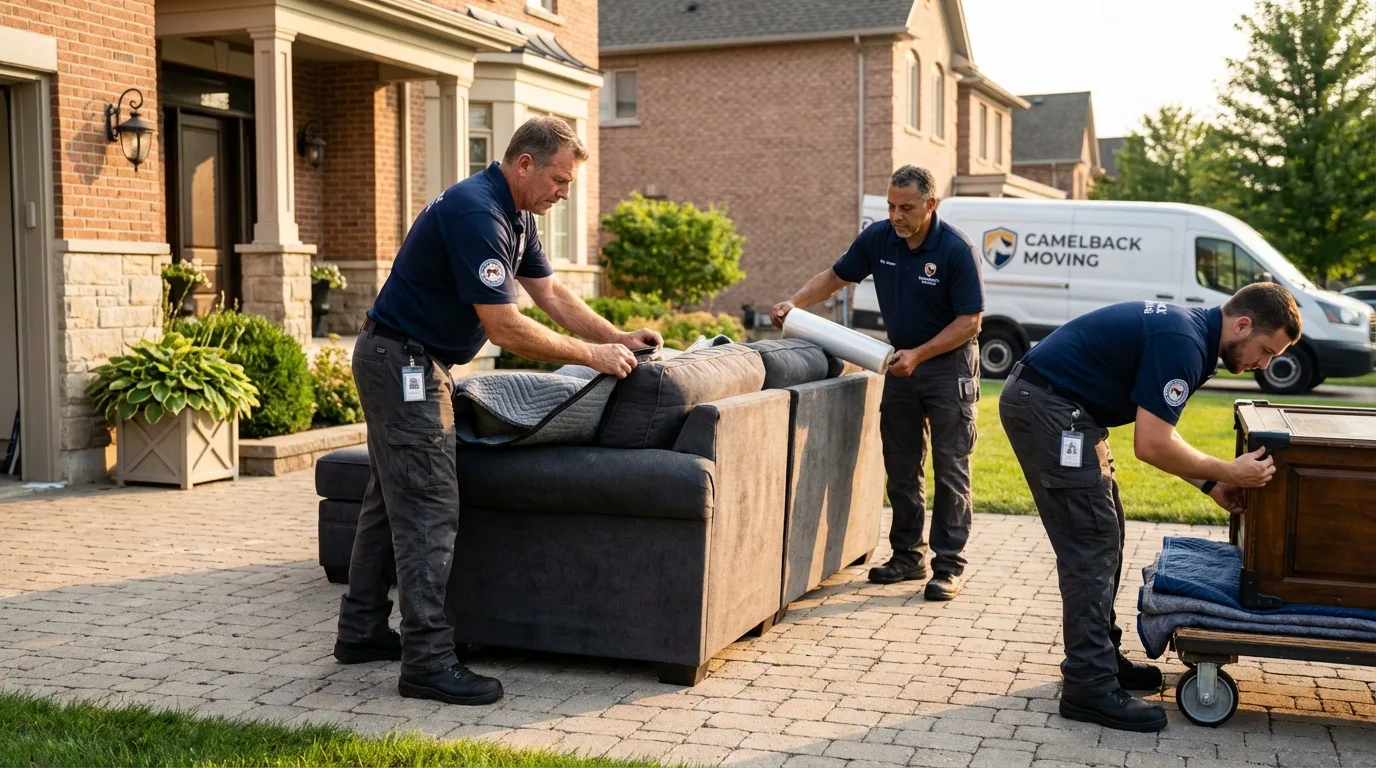 Large estate moving crew wrapping furniture in Belton, SC